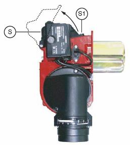 1-2 Plamenik u servisnom položaju Obješen na nosač P Za lakše servisiranje i održavanje plamenika na uređaj je ugrađen