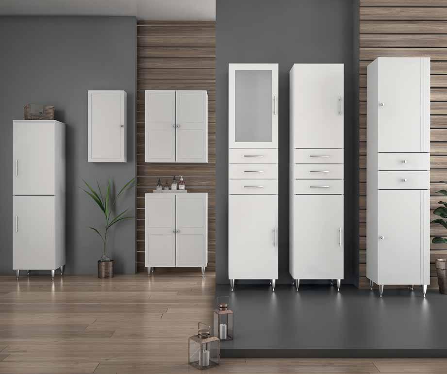 7 SIDE CABINETS / CABINETS E- EMISSION CLASS SOFT CLOSING Επιδαπέδια στήλη - αποθηκευτικοί χώροι / Λευκή γυαλιστερή λάκα Floor standing Tall Unit - storage spaces / SAG00WH / (0 x x 9) Κρεμαστό