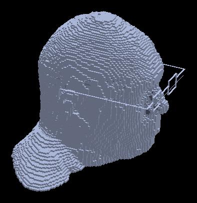 Εικόνα 5.8: 3D Απεικόνιση της 1ης απόστασης χρησιμοποιώντας το μεταλλικό σκελετό γυαλιών Εικόνα 5.