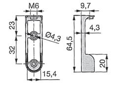 σωλήνα οβάλ, γωνιακό Α= 32 mm A1=10 mm L = 44