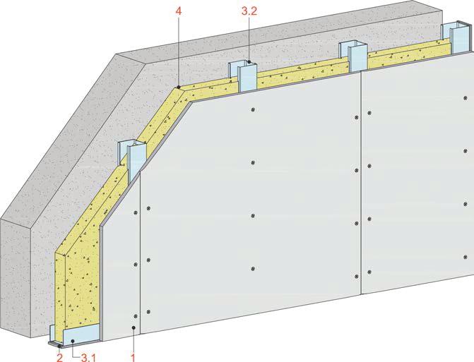 15 db Zaštita od požara Oblaganje masivnih zidova mineralnom vunom i pločama ne utiče na zaštitu od požara Horizontalni presek Toplotna izolacija R =2,56 m 2 K/W sa