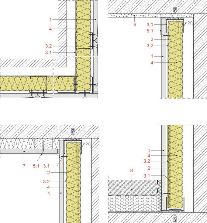 Zidne obloge zidni profil Područje ugradnje 1 Područje ugradnje 2 CW 50-06 2600 mm - CW 75-06 3000 mm 2500 mm CW 100-06 4000 mm 3000 mm Napomena: Kod većih visina zidova na pričvrsnim razmacima