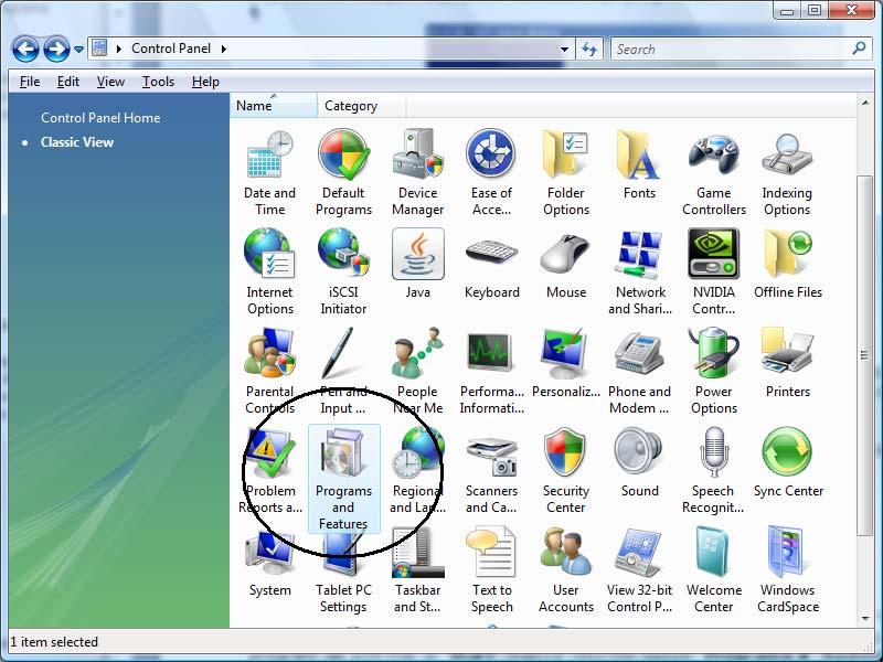 17 Pri operacijskih sistemih Windows Vista in Windows 7 je potrebno iz Start menija aktivirati opcijo Control Panel.