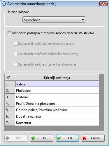 86 Združi enake pozicije Vse pozicije, ki imajo popolnoma enako geometrijo, bodo združene v eno pozicijo.