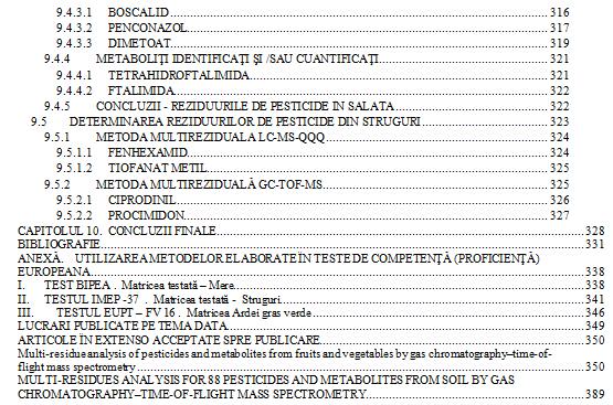 În rezumatul tezei de doctorat se prezintă o sub formă restrânsă rezultatele experimentelor proprii, concluziile generale și bibliografie selectivă.