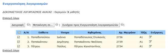 Στη συνέχεια θα πρέπει να γίνει ενεργοποίηση των λογαριασμών.