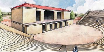 Το θέατρο σήμερα Τ Εικ. 5 Αναπαράσταση της σκηνής (Γ. Καραδέδος). ο θέατρο αποκαλύφθηκε τυχαία το 1992, κατά τη διάρκεια εργασιών για την τοποθέτηση δικτύου ύδρευσης.