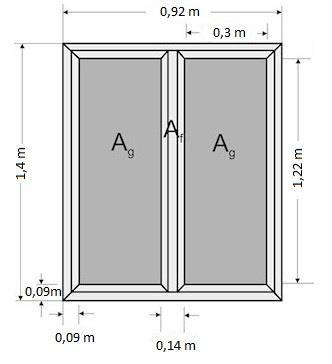 Α3 Έχουμε: U f = 2,2 W/(m 2 K) [από πίνακα 3] U g = 2,7 W/(m 2 K) [από πίνακα 4] Α w = 0,92 1,40 = 1,288 m 2 Α g = [0,3 1,22] 2 = 0,732 m 2 Α f = Α w - Α g = 1,288-0,732 = 0,556 m 2 Ι g = 4 0,30 +