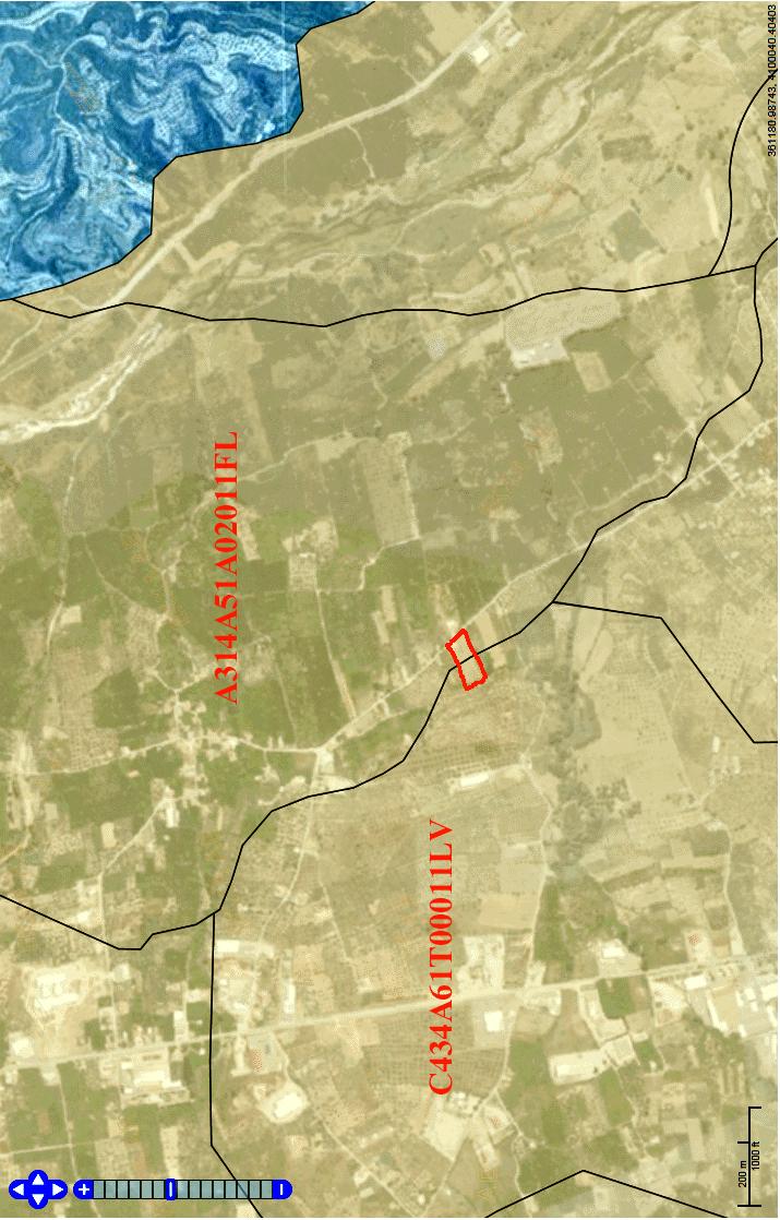 Σχήμα 13 Απόσπασμα χάρτη Εδαφολογικής Μελέτης της περιοχής, όπου εμφανίζονται τα σύμβολα των δύο ΧΕΜ καθώς και η θέση του αγρού Διδακτορική Διατριβή Άρδευση Ελαιώνα με