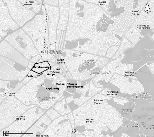 Χάρτης 7: Το κέντρο της Αθήνας, η Πλάκα το Γκάζι και το Μεταξουργείο πηγή: www.xo.