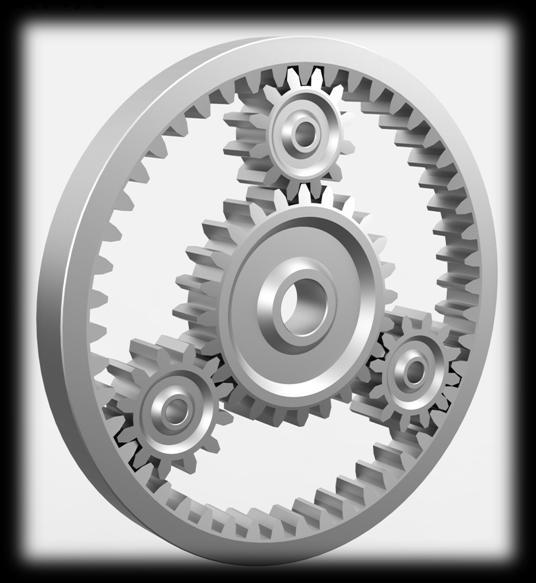 THE USED PLANETARY GEAR BOX CONSISTS OF: x1 Sun (spur gear external) x3 Planets (spur gears external) x1 Ring (spur gear internal) x1 Carrier