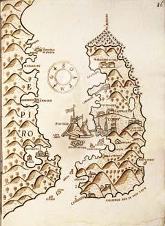 H Κέρκυρα και η ακτογραμμή της Θεσπρωτίας όπως αποτυπώνονται σε χάρτες του 1570 από τον Ma hias Zündt (αριστερά) και του 1582 από τον Antonio Millo (δεξιά).