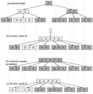 Ştergerea unei chei dintr un B-arbore (5) Figură: Cazul 3, t = 3.