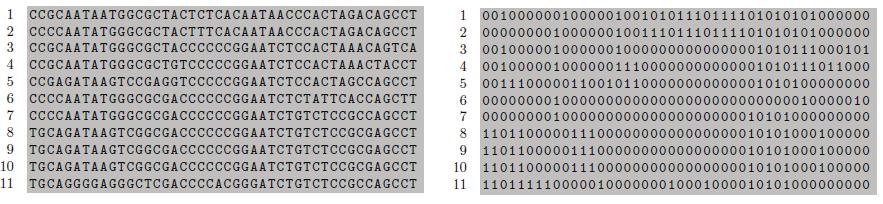 Reţele filogenetice - exemplu (1) Pentru o populaţie în care se regăsesc 11 specii ale unei gene care conţin nucleotide mutante, se poate elabora o reţea filogenetică pentru a descrie segregările şi