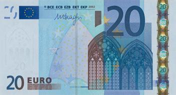 BANCNOTELE DE EUR BANCNOTA DE EUR DIN SERIA EUROPA ELEMENTE NOI Avers Revers Noile bancnote euro