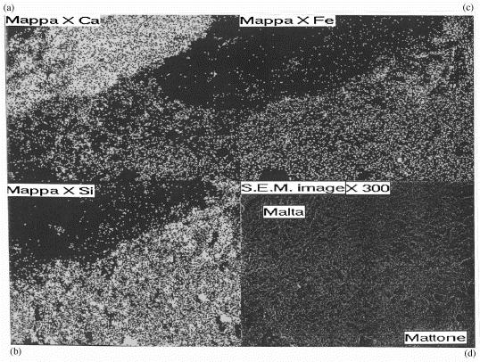 ΧΑΡΑΚΤΗΡΙΣΜΟΣ ΙΣΤΟΡΙΚΩΝ ΥΛΙΚΩΝ SEM-EDX EDX Mapping: (Ca, Si and Fe) στη διεπιφάνεια κεραμικού