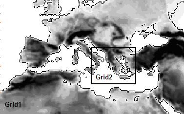 Grid 1: Ευρώπη, 24x24Km. Πρόγνωση 3 ημερών ανά 6-ωρο. Grid 2: Ελλάδα, 8x8Km. Πρόγνωση 3 ημερών ανά 6-ωρο. Grid 3: Ήπειρος, 2x2Km. Πρόγνωση 2 ημερών ανά 2-ωρο.