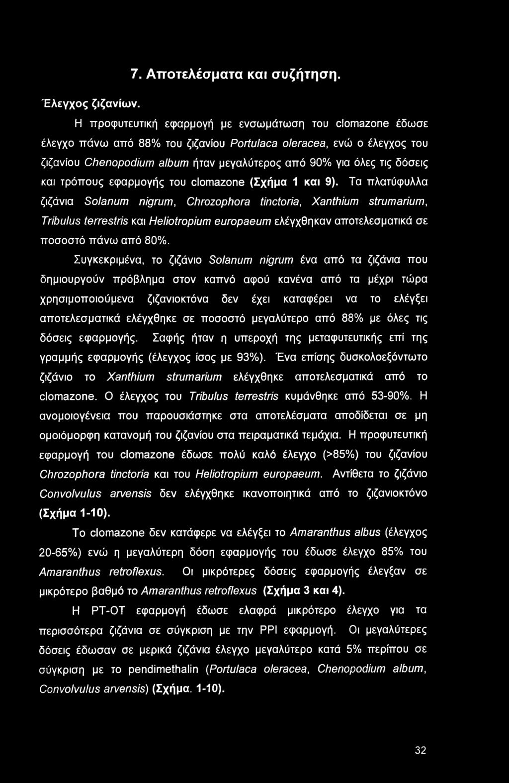 7. Αποτελέσματα και συζήτηση. Έλεγχος ζιζανίων.