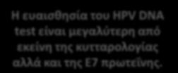 Συμπεράςματα Η ευαιςκθςία του HPV DNA test είναι μεγαλφτερθ από