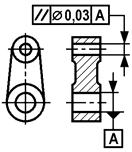 Tolerirana os mora biti unutar cilindra osnove promjera,3, koji je paralelan s referentnom osi A.