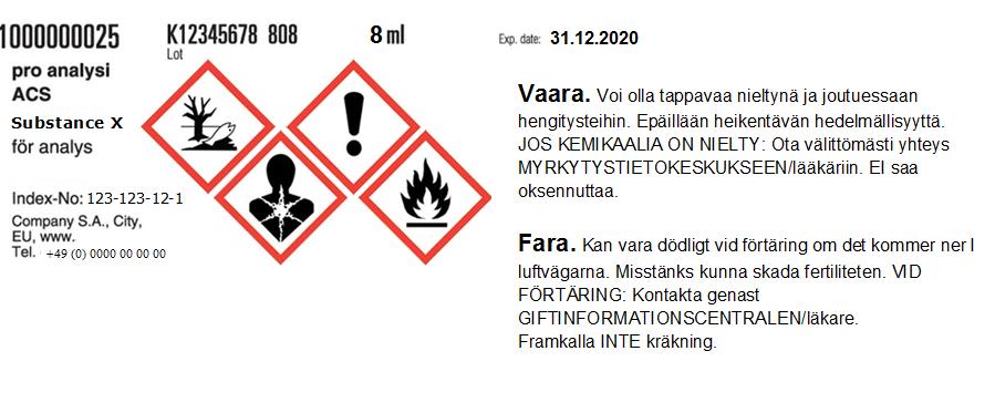 77 μπορούν να παραλειφθούν από την επισήμανση. Ωστόσο, και σε συμμόρφωση προς τον κανονισμό CLP, τα εικονογράμματα κινδύνου GHS02, GHS07, GHS08 και GHS09 διατηρήθηκαν για αυτούς τους κινδύνους.