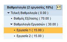 Εικόνα 8 2. Στο βαθμολόγιο παρουσιάζονται (αν υπάρχουν) καταχωρημένοι βαθμοί για κάθε φοιτητή του τμήματος. 3.