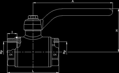0 po normi HRN EN 1503-1, kugla iz mesinga tvrdo kromirana ili iz inoxa AISI 430, brtvila iz starosno otpornog gumenog materijala po EN 549 za temperature od -20 C do +60 C, navojni priključci