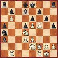 , Petrosian] 16 e4! 17.Bf1 Nf6 18.Qh4 Bf5 19.Qg3 Qe7 20.c3 Ne6 21.Be3 Ng4 22.h3 Nxe3 23.Rxe3= 23...Rf8 24.Qe5 Bg6 25.Rd1 Qf7 26.Rd2 Nf4 27.b4 h6 28.a4 Bh7 29.Qd4 b6 30.Re1 Qc7 31.Qe3 c5 32.