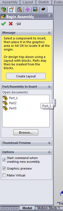 Εισαγωγή Parts στο αρχείο Assembly OK