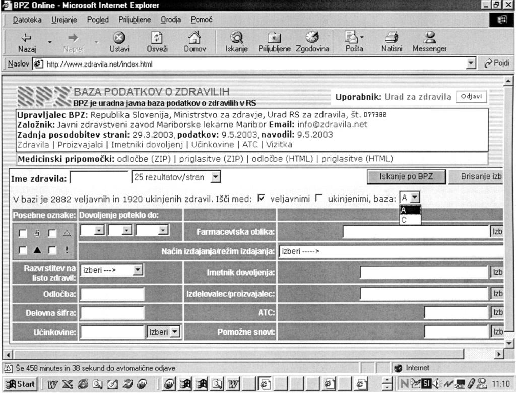 novi farmacon 3 zadnja verzija 18.7.03 11:31 Page 3 so zaradi sprememb v zakonodaji evidentirani v dveh preglednicah in sicer»odloœbe«in»priglasitve«.