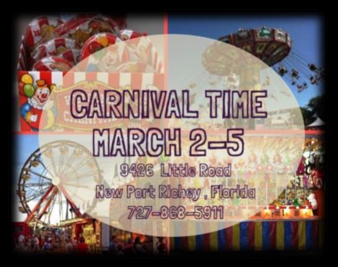 CARNIVAL FUN MARCH 2-5 NEED VOLUNTEERS FOR PARKING AND SMALL FOOD /BAR BOOTH Contact