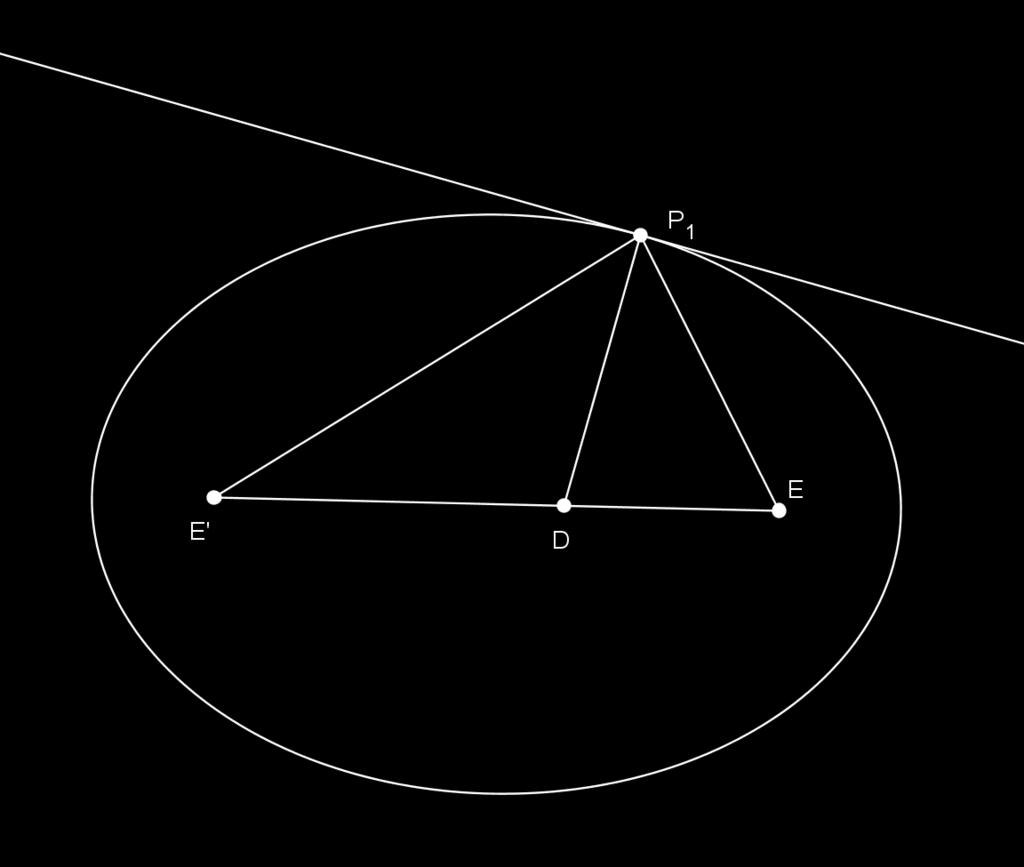 Φέρνουμε τη διχοτόμο P 1 D της γωνίας E P1 E και την ευθεία x x κάθετη