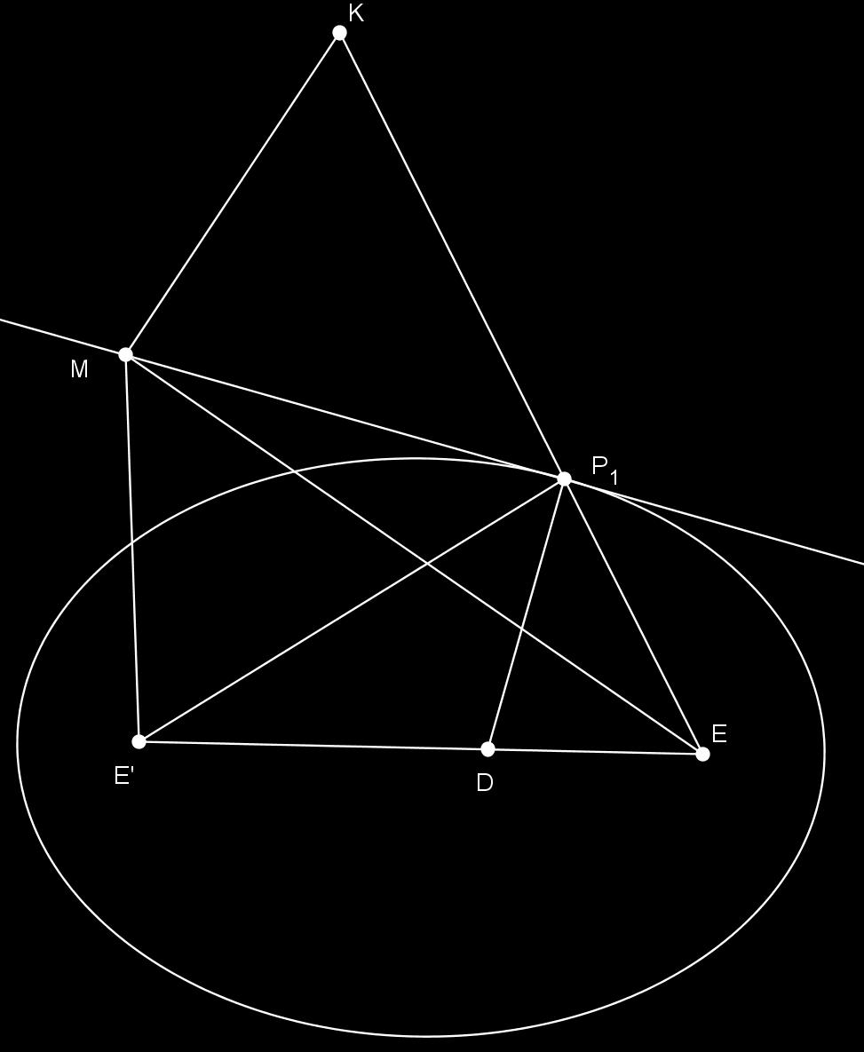 Στην προέκταση της EP 1 παίρνω σημείο K, ώστε P 1 K = P 1 E.