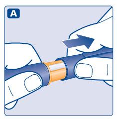 Βελόνα (παράδειγμα) Εξωτερικό κάλυμμα βελόνας Εσωτερικό κάλυμμα βελόνας Βελόνα Προστατευτικό χαρτί Προετοιμάζοντας τη συσκευή σας τύπου πένας NovoRapid FlexTouch Ελέγξτε το όνομα και το χρώμα στην