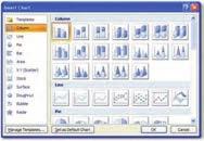 در این زبانه بر روی دکمه Insert Chart در گروه Illustration کلیک کنید تا کادر محاوره ای Insert Chart مشاهده شود.