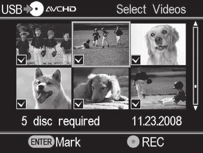 Kopiranje vizualnih indeksnih lista Možete presnimiti video zapise odabrane u prikazu sličica. Prvo uključite DVDirect (str. 29), umetnite disk (str. 30) i spojite kablove za snimanje (str. 31).