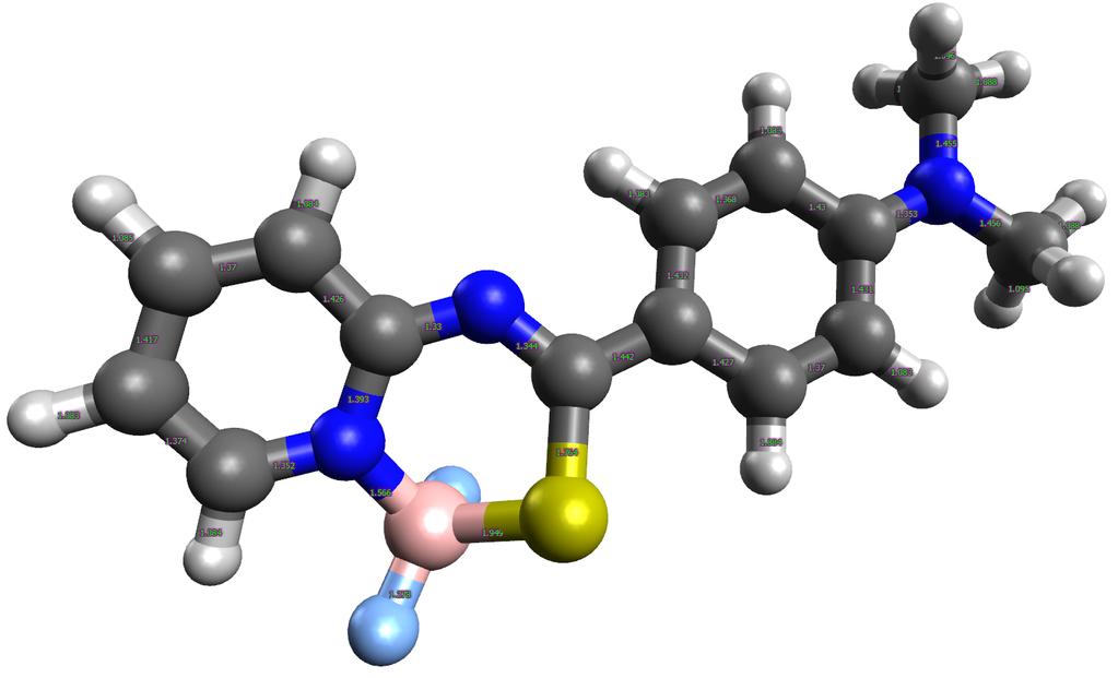 Compound 4 Energy = -1328.678441 S 6666-1.73081-6349 B 2.68310-1.43479 0.38416 N 3.19812-0422 0928 C 2.31986 7559-3607 N 0.99526 0.95722-4805 C 0.32124-0.18888-4245 F 3.63453-2.36720 3311 C 4.52930 0.