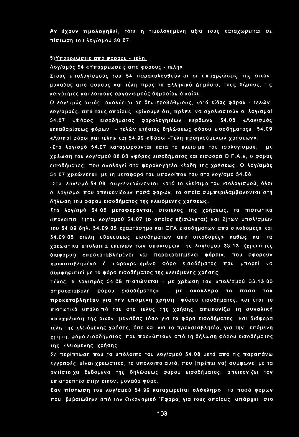 Αν έ χ ο υ ν τ ιμ ο λ ο γ η θ ε ί, τότε η τιμ ο λογη μ ένη αξία τους κ α τα χω ρ είτα ι σε ττίστωση του Αογ/σμού 30.07, 5 )Υ π ογρ εώ σ ειε από (Ρόοοευ - τέλη.