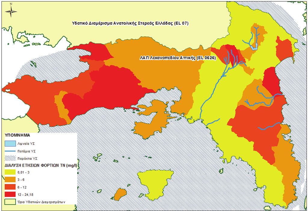 Λεκανοπεδίου Αττικής (EL0626) Χάρτης 21: Ετήσια διάλυση Ν