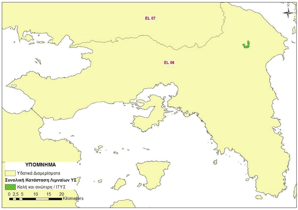 63252 ΕΦΗΜΕΡΙ Α TΗΣ ΚΥΒΕΡΝΗΣΕΩΣ Χάρτης 28: Ταξινόμηση συνολικής κατάστασης ταμιευτήρα του ΥΔ Αττικής (EL06) Συνολική Κατάσταση Ταμιευτήρα 6.1.