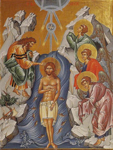 Apolitikion of the Feast Ἀπολυτίκιον τῆς Ἑορτῆς Tone 1 Ἦχος α When You, O Lord, were baptized in the Jordan river, the worship of the Holy Trinity was manifested, for the voice of the Father bore