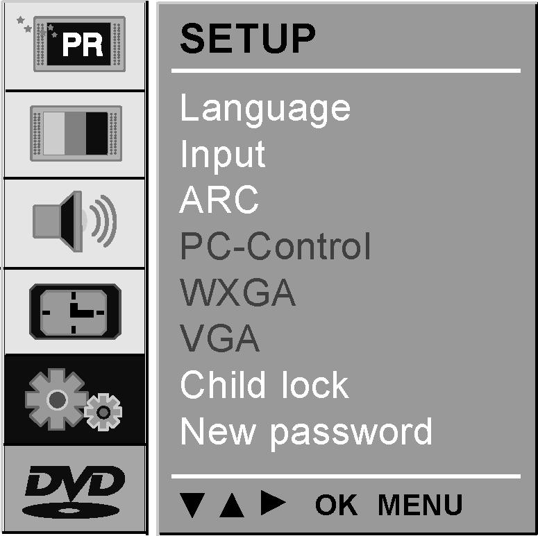 Pripojenie PC PC Setup Nasledujúcim spôsobom je možné nastaviť horizontálnu/vertikálnu pozíciu, takt, fázu alebo nechať vykonať nastavenia automaticky.