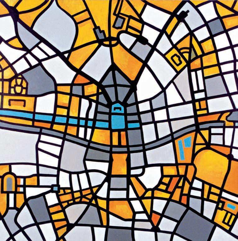 Ενότητα Α Χάρτες «Dublin», λάδι σε ξύλο 110x110 cm Γεράσιμος Μπόντας, 2000 «Τελικά ο χάρτης είναι απλώς η αφορμή που ερεθίζει την όραση.