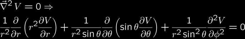 συντεταγμένες θ, φ οπότε η εξίσωση του Laplace γράφεται Με αυτή τη μέθοδο μπορούμε να