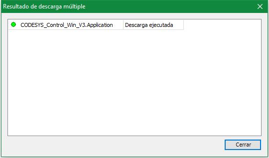 Se aparece unha ventá de resultado de descarga múltiple cun punto verde, quere dicir que o volcado se fixo correctamente. Agora xa podemos probar a conexión con virtualmaktcp.