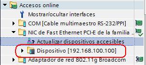 Se agora facemos click de novo sobre Accesos online->actualizar dispositivos accesibles vemos que xa aparece o