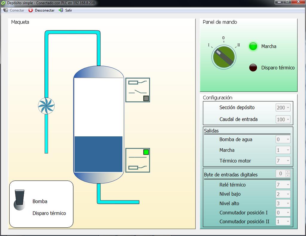 E conectamos co PLC.