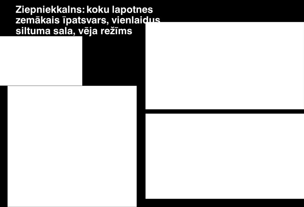 Kompozīcijā komponentes atkārtojās, kas nozīmē līdzīgus mikroklimatiskus režīmus visā kvartāla teritorijā.