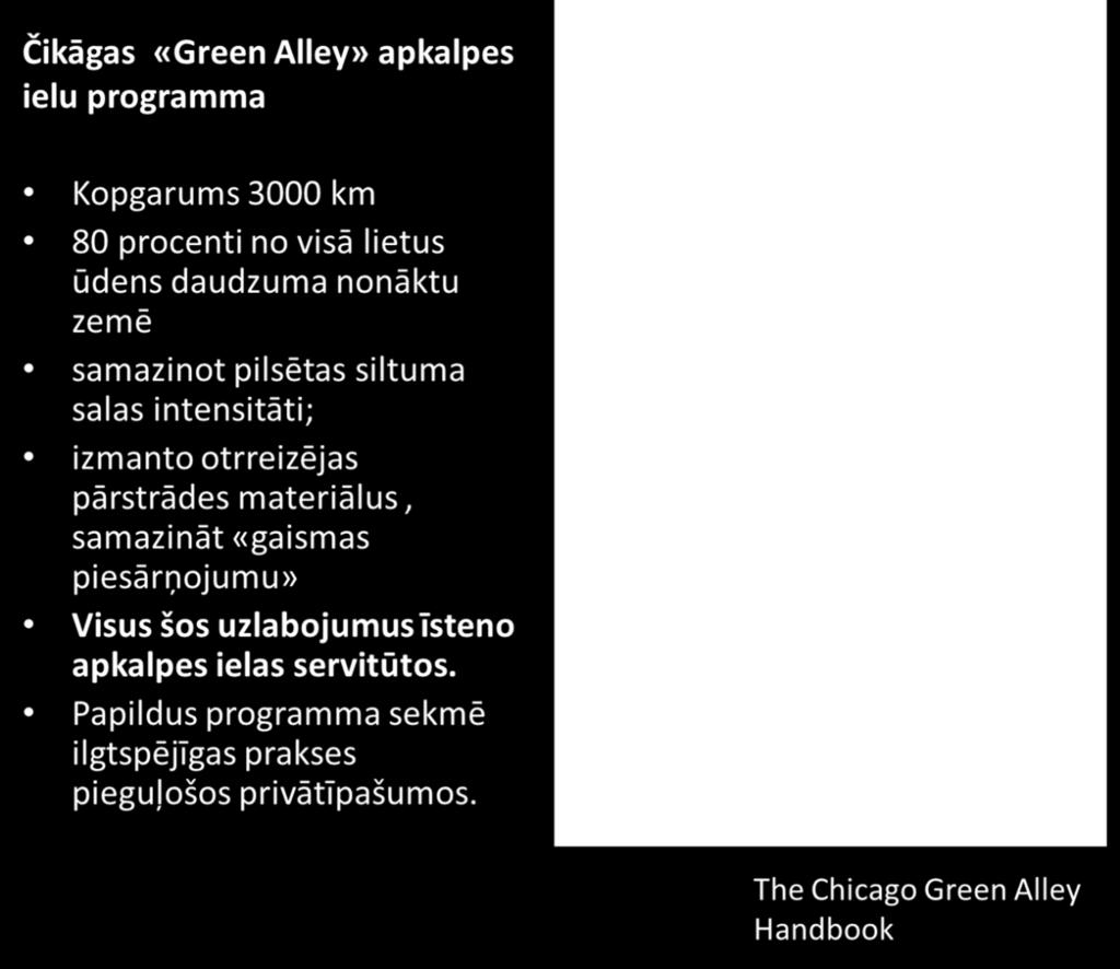 albedo, paliekot vēsas karstajās dienās tādejādi samazinot pilsētas siltuma salas intensitāti; 4-iespēja izmantot otrreizējas pārstrādes materiālus kā arī samazināt «gaismas piesārņojumu.