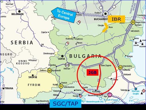 3. Διασυνδετήριος Αγωγός Ελλάδας - Βουλγαρίας (IGB) Το Έργο του Ελληνο-Βουλγαρικού Διασυνδετήριου Αγωγού αποτελείται από έναν αγωγό μήκους περίπου 182 χλμ. (εκ των οποίων 31 χλμ.